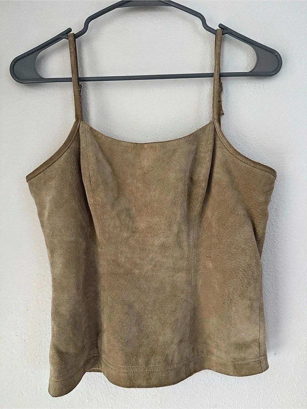 Y2K vintage Wilson leather tan suede tank top beige size L33